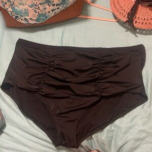 Torrid High rise ruched swim bottoms